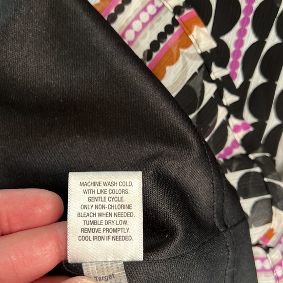 MERONA (Target) tank dress, dot/stripe pattern black, purple, brown size S - Picture 10 of 11